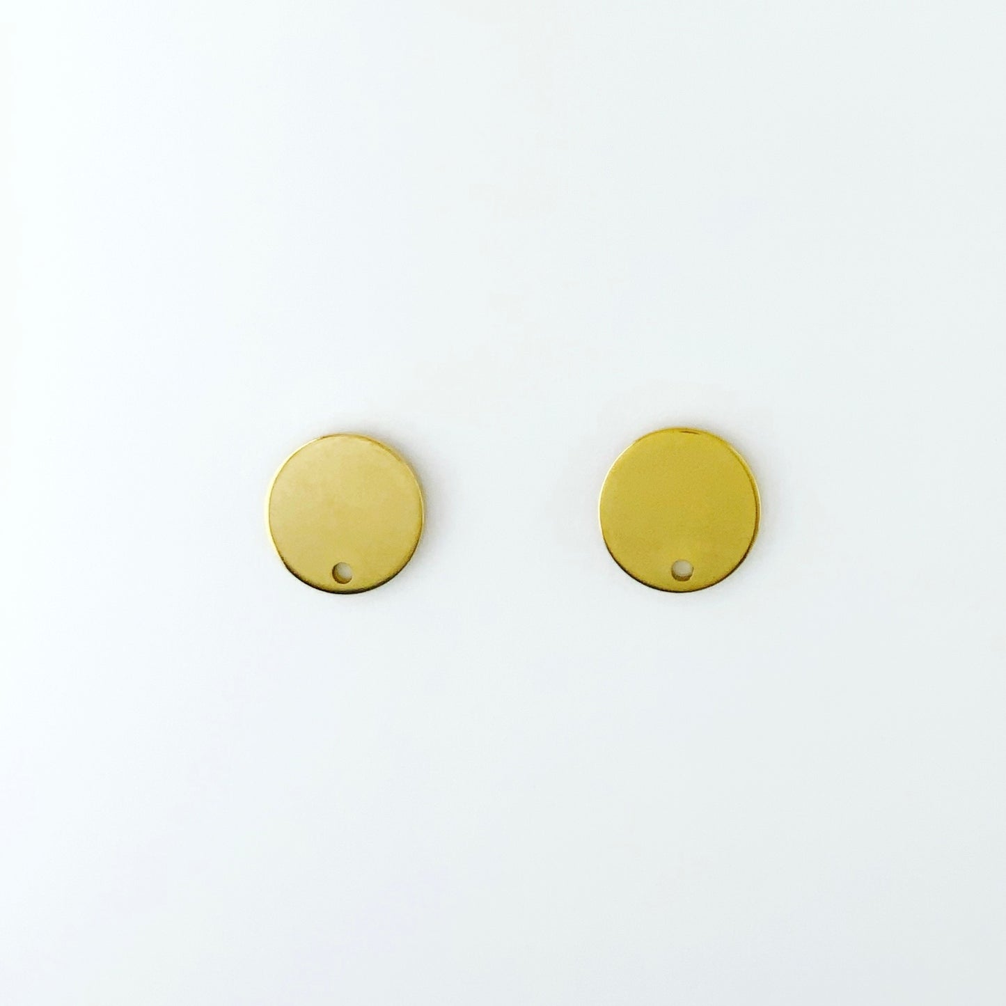 Stainless Steel Gold Stud Earrings 12mm Flat Round, 10pcs