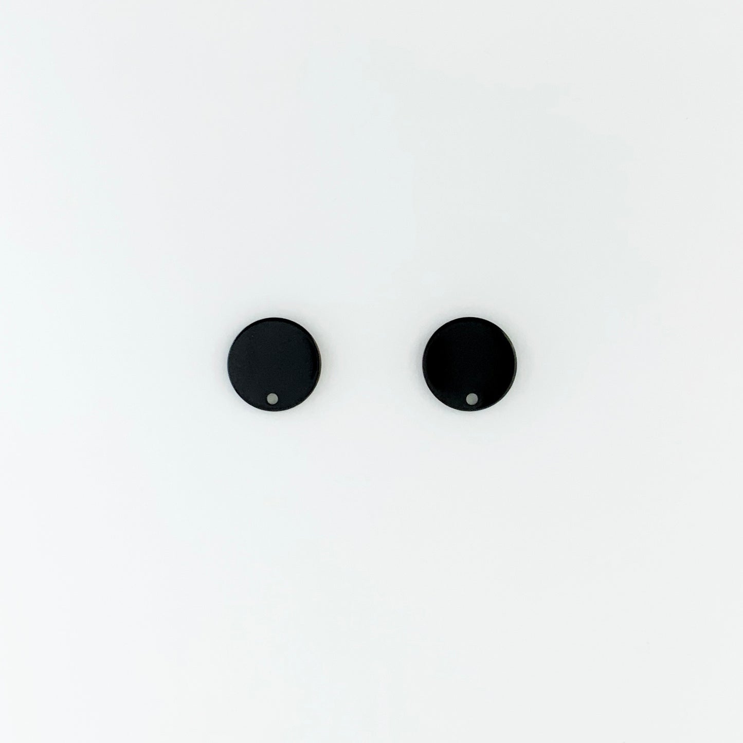 304 Stainless Steel Black Stud Earrings 12mm Flat Round, 10pcs