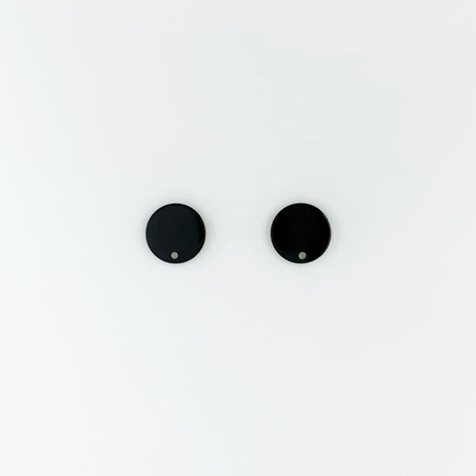 304 Stainless Steel Black Stud Earrings 12mm Flat Round, 10pcs