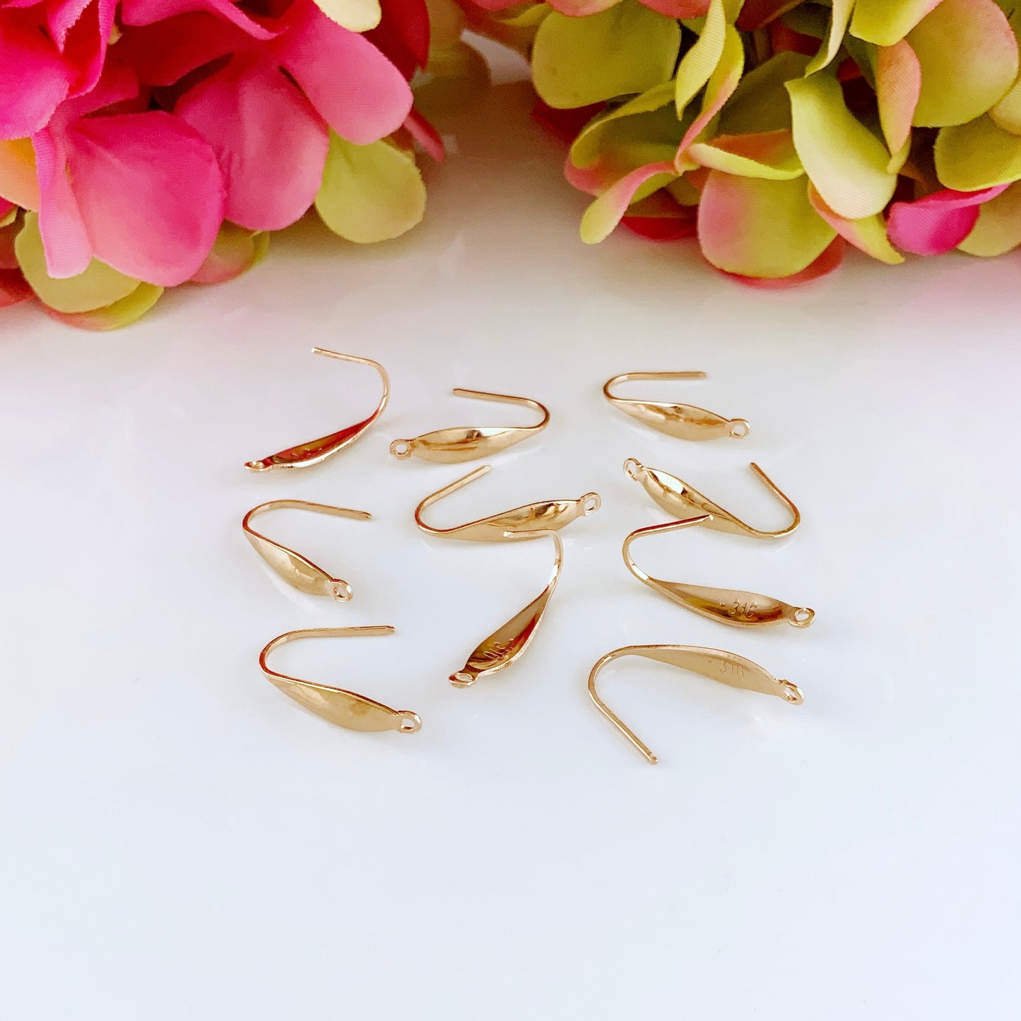 316 Stainless Steel Earring Hooks 18K Gold Plated – Gold, Silver, Rose Gold, 10pcs