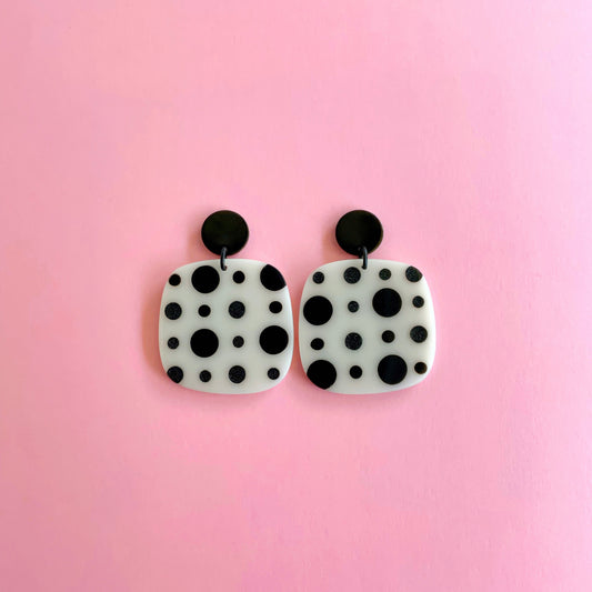 Square Polka Dot Dangle Earrings