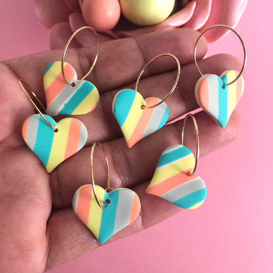 Colorful Heart Hoop Earrings