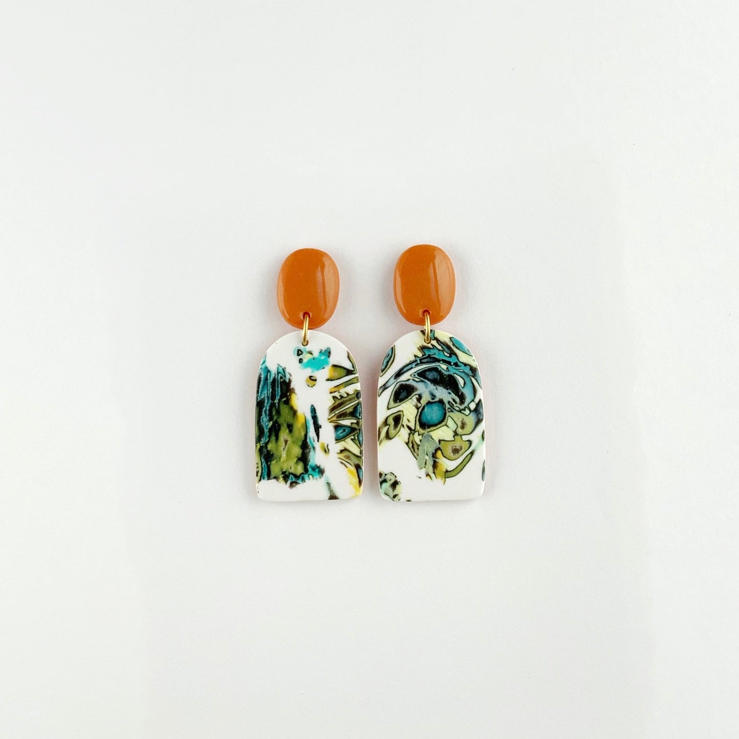 Arch Earrings-Orange Clay Post