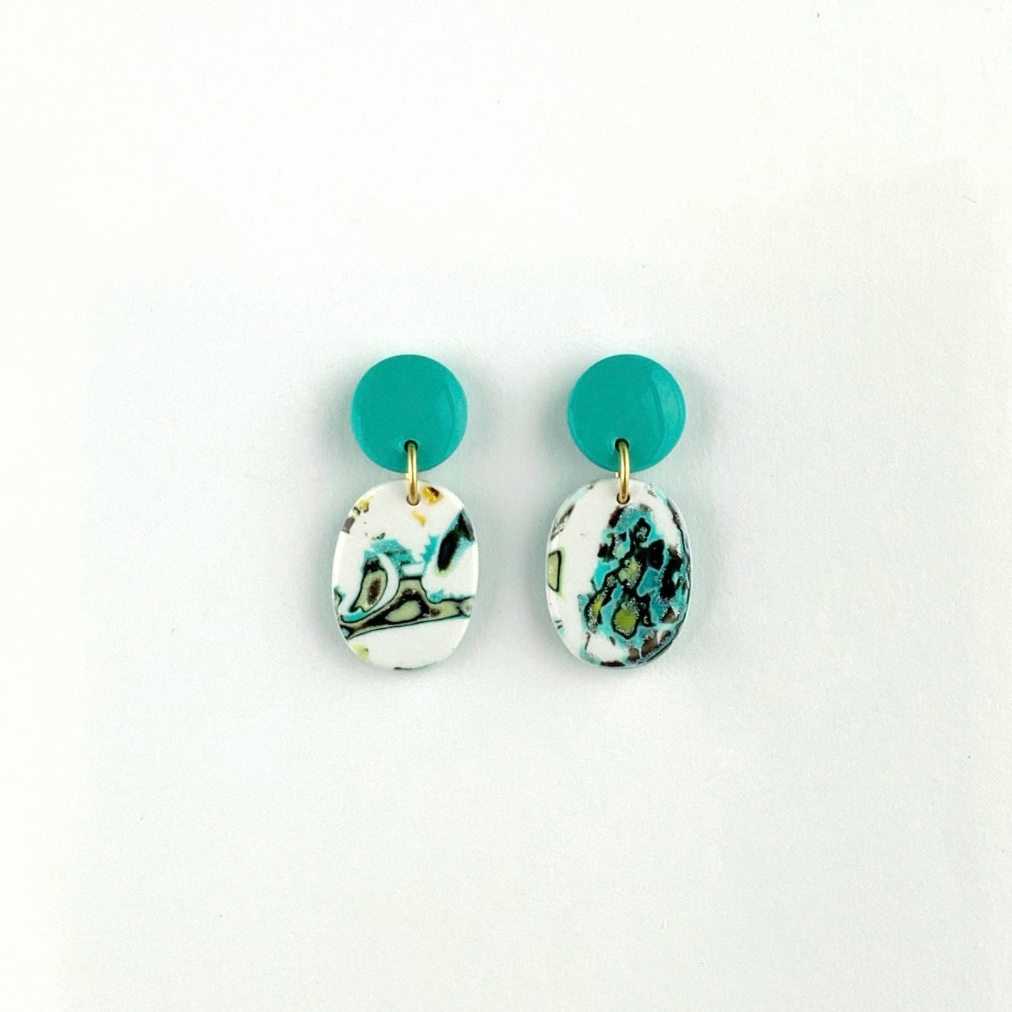 Mini Dangle Earrings-Turquoise Clay Post