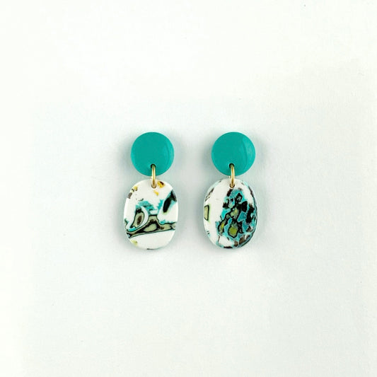 Mini Dangle Earrings-Turquoise Clay Post
