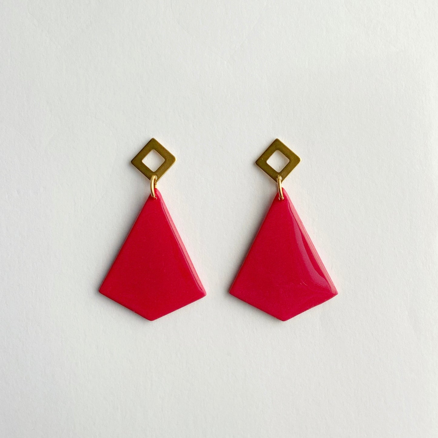 Cherry Triangle Earrings with Brass Post