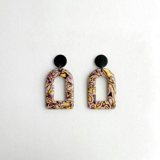 Arch Window Mokume Gane Dangle Earrings