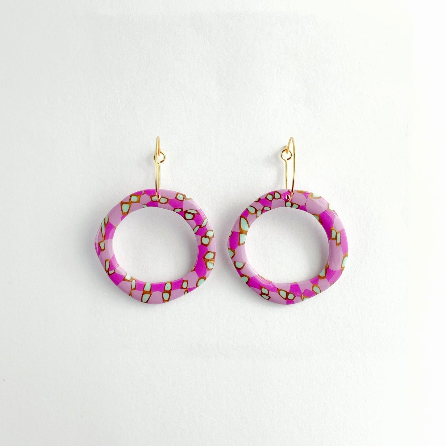 Pink Circle Hoop Earrings