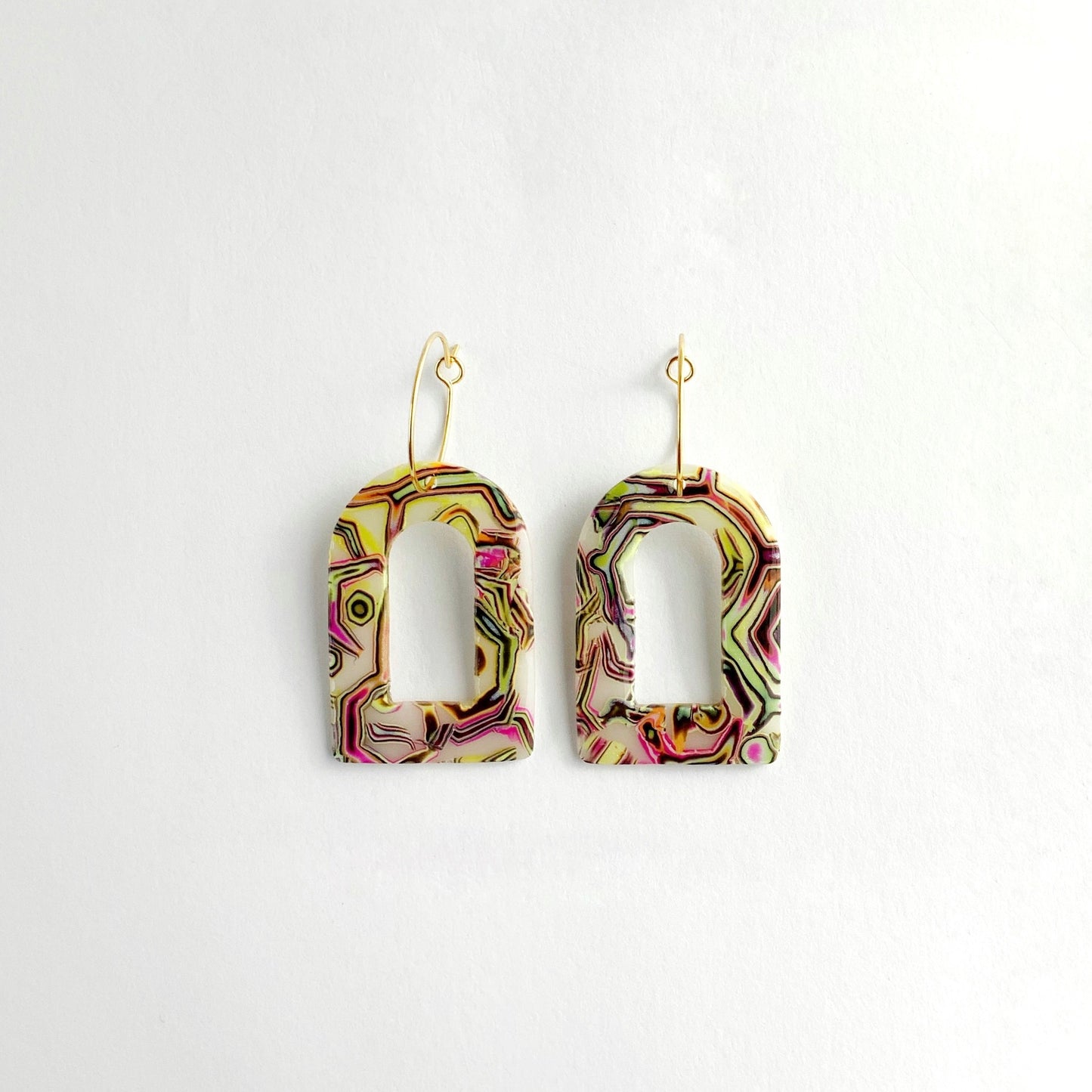 Mokume Gane Arch Hoop Earrings