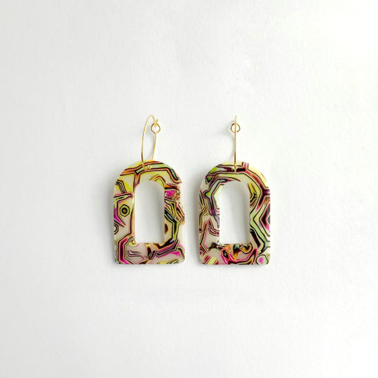 Mokume Gane Arch Hoop Earrings