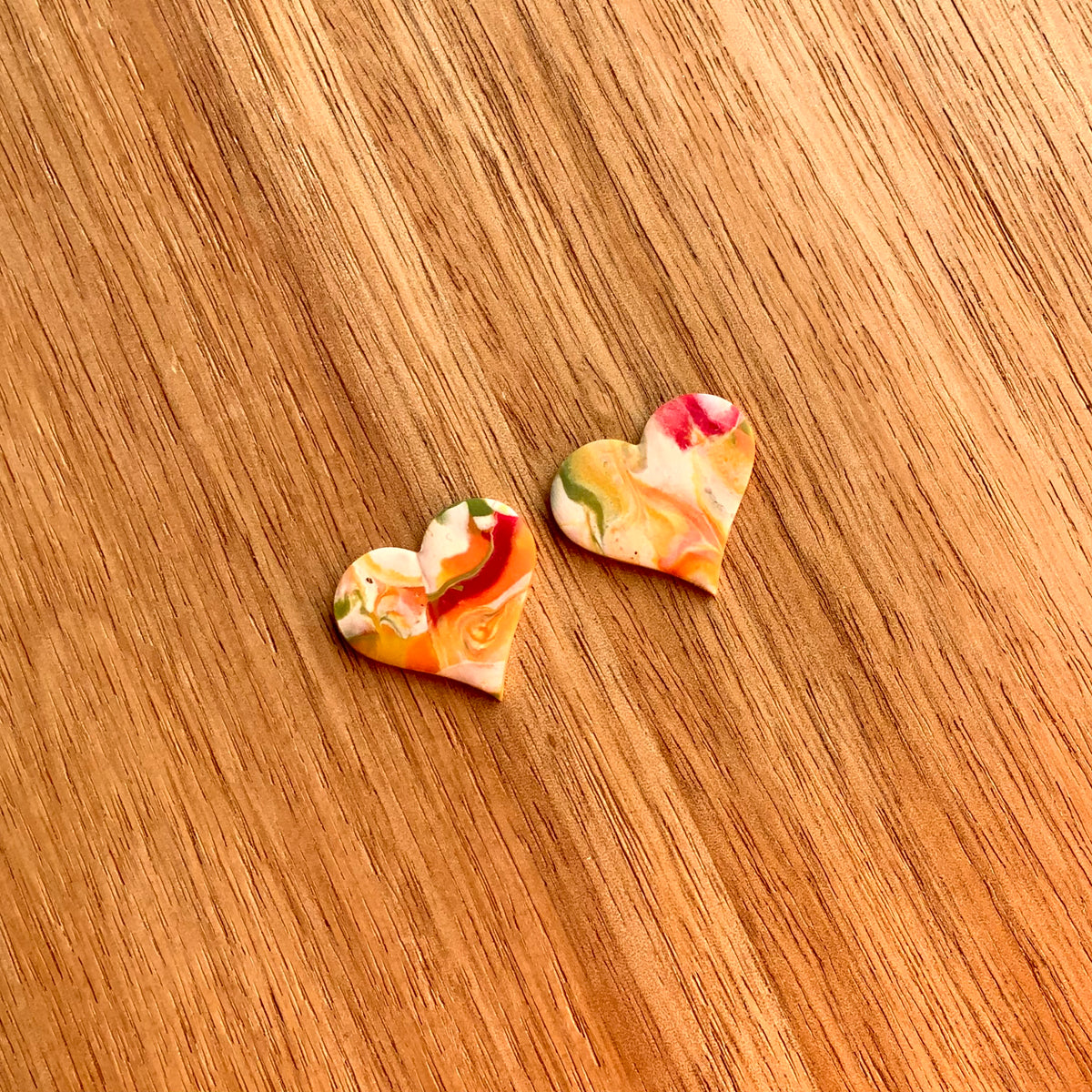 Autumn Colors Heart Small Stud Earrings