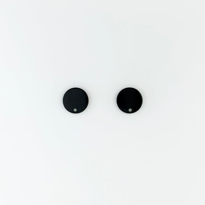 304 Stainless Steel Black Stud Earrings 12mm Flat Round, 10pcs