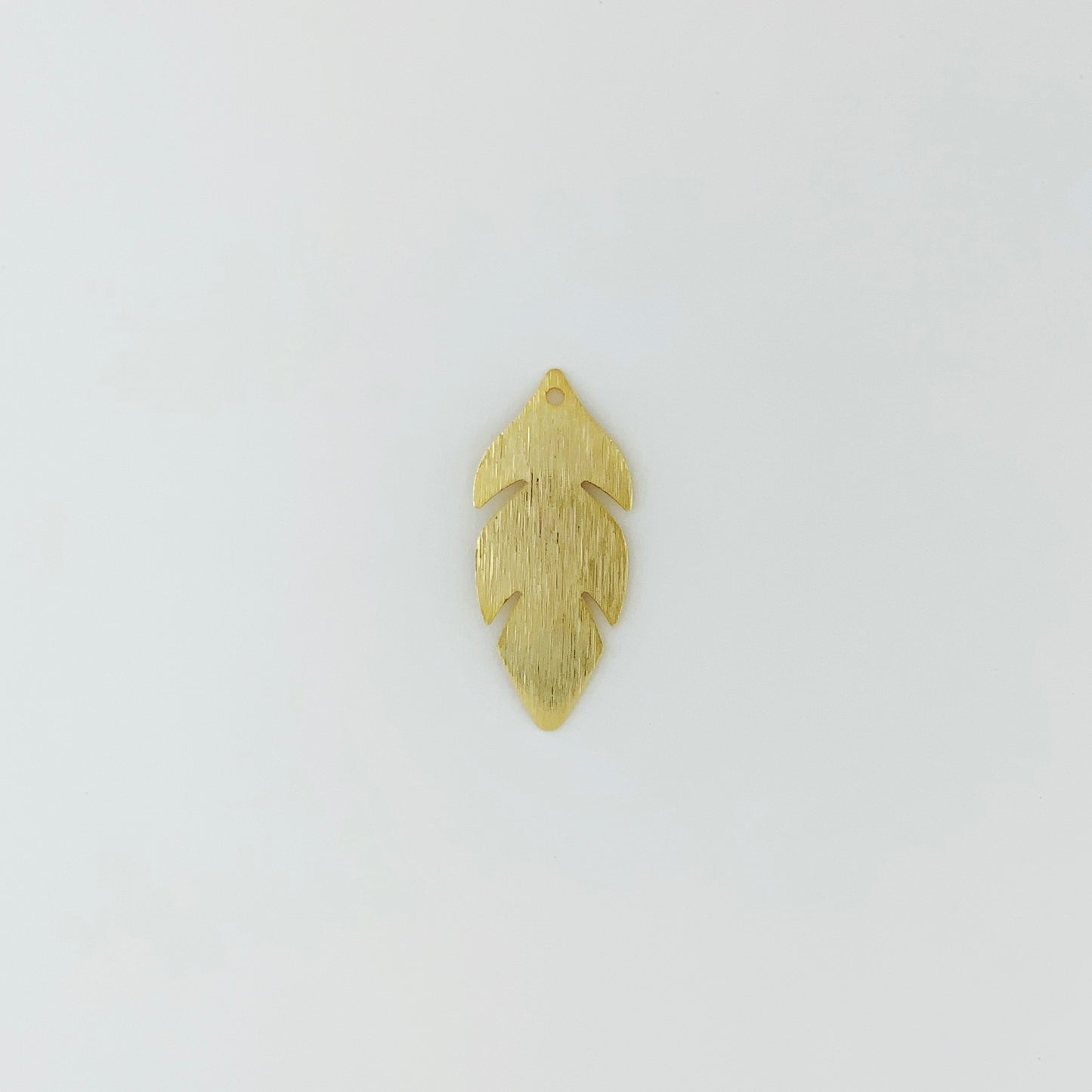 24K Gold Plated Brass Leaf Charm – 30mm, Minimalist Pendant, 1pc