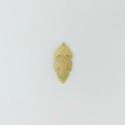 24K Gold Plated Brass Leaf Charm – 30mm, Minimalist Pendant, 1pc