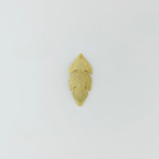 24K Gold Plated Brass Leaf Charm – 30mm, Minimalist Pendant, 1pc