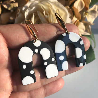 Polka Dot Arch Hook Earrings