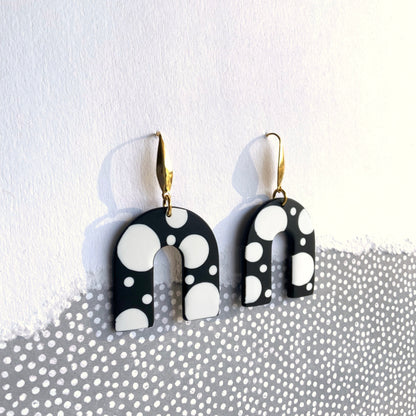 Polka Dot Arch Hook Earrings