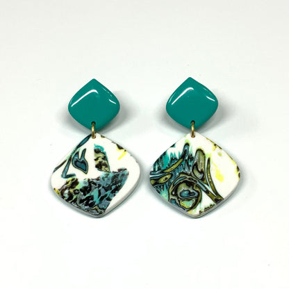 Diamond Earrings with Turquoise Clay Post