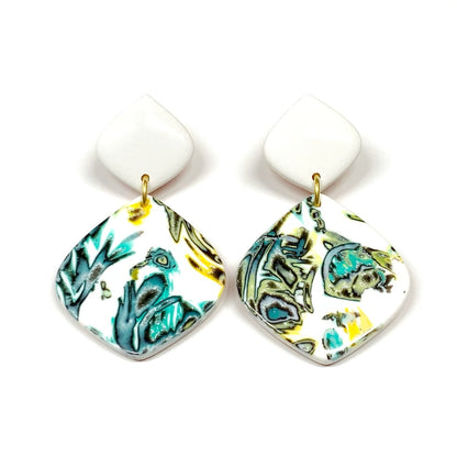 Diamond Earrings with White Clay Post