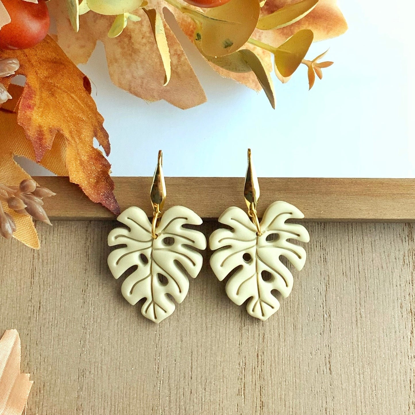 Monstera Leaf Hook Earrings