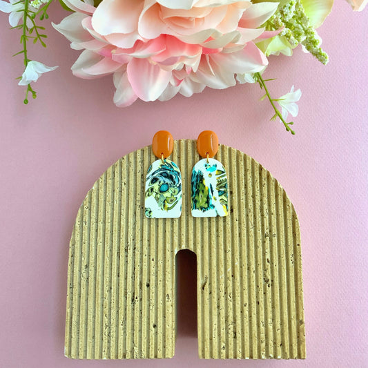 Arch Earrings-Orange Clay Post