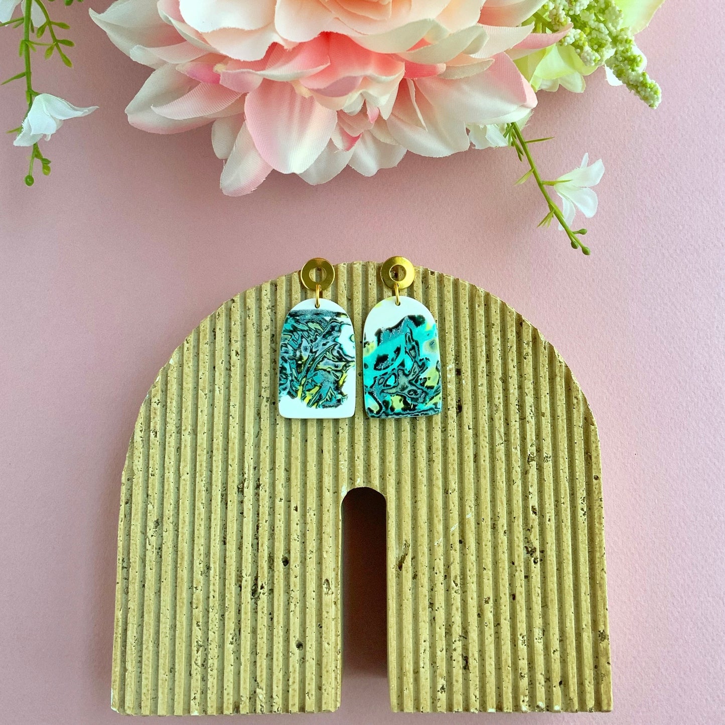 Arch Earrings-Donut Brass Post