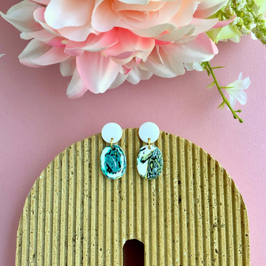 Mini Dangle Earrings-White Clay Post