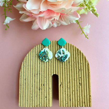Diamond Earrings with Turquoise Clay Post