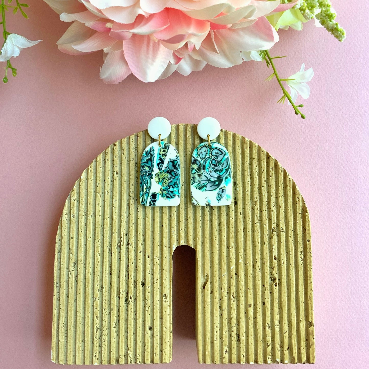 Arch Earrings-White Clay Post