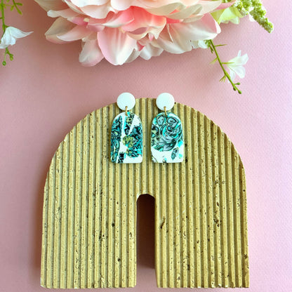 Arch Earrings-White Clay Post