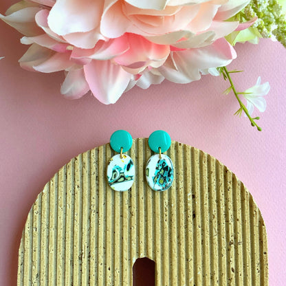 Mini Dangle Earrings-Turquoise Clay Post
