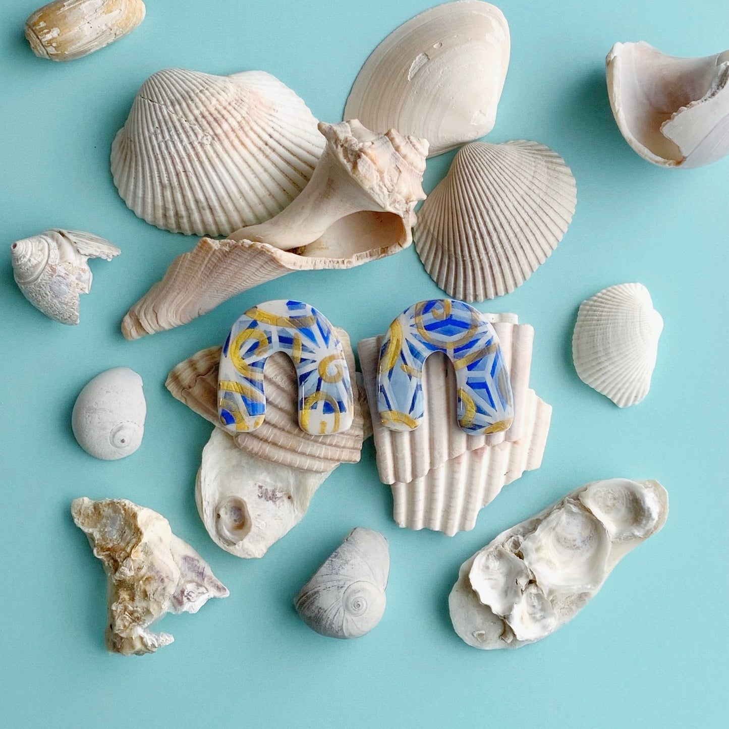 Blue Arch Stud Earrings