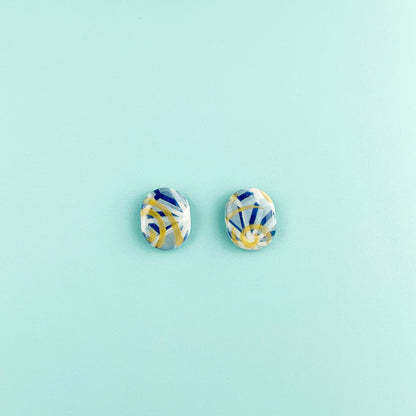 Blue-Gold Stud Earrings-Small Size