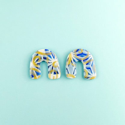 Blue Arch Stud Earrings