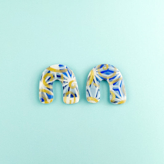 Blue Arch Stud Earrings
