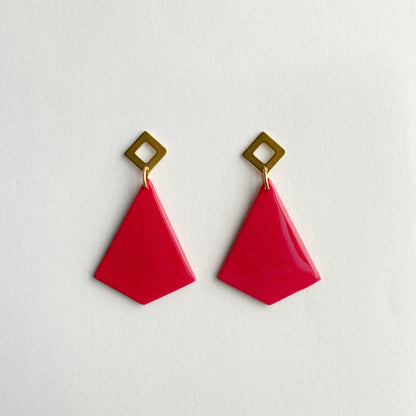 Cherry Triangle Earrings with Brass Post