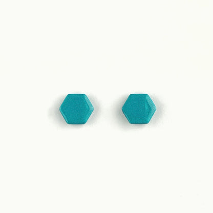 Teal Hexagon Studs-Small Size