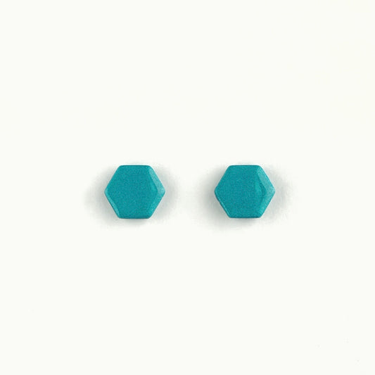 Teal Hexagon Studs-Small Size
