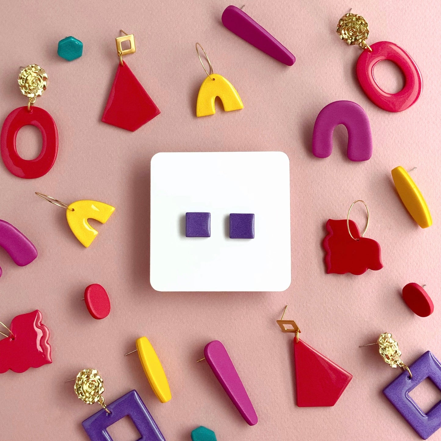 Purple Square Studs-Small Size