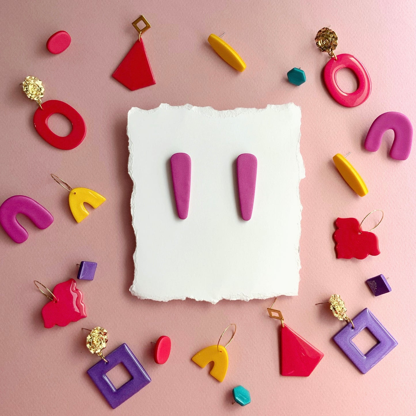 Turnip Long Bar Stud Earrings