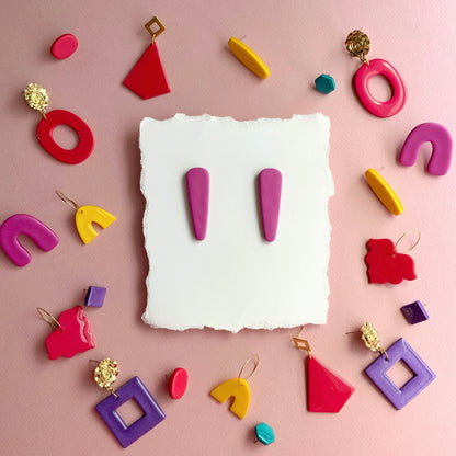 Turnip Long Bar Stud Earrings