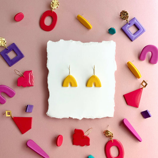 Yellow Arch Hoop Earrings