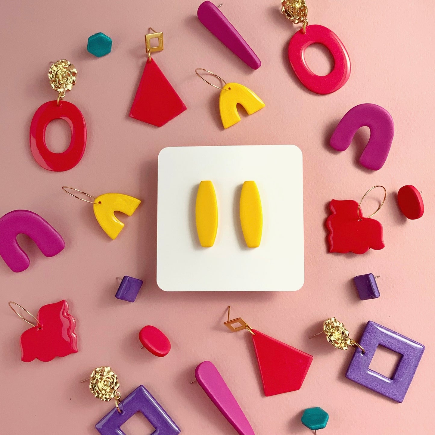 Yellow Bar Stud Earrings