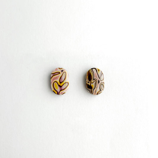 Mokume Gane Foliage Studs-Small Size
