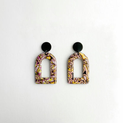 Arch Window Mokume Gane Dangle Earrings