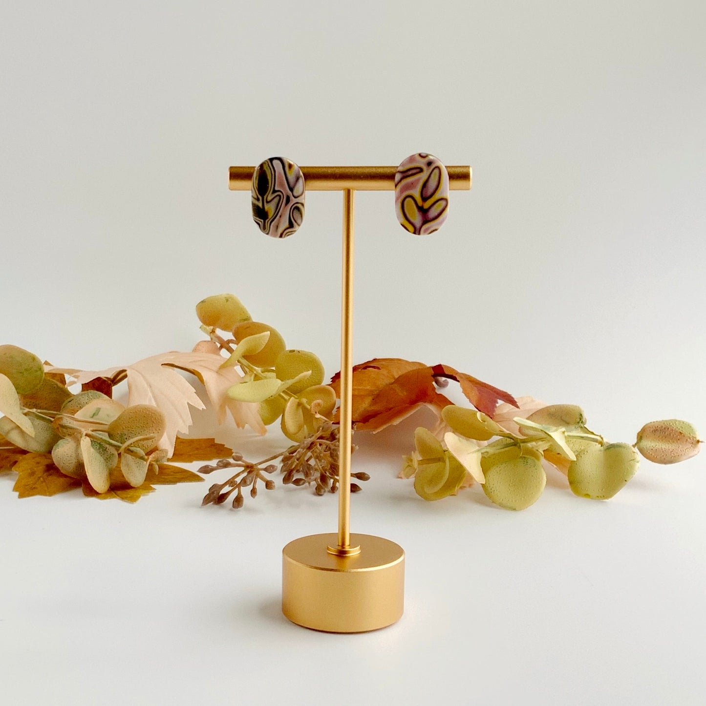 Mokume Gane Foliage Studs-Small Size