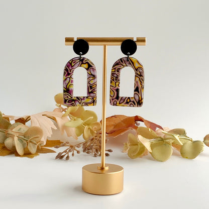 Arch Window Mokume Gane Dangle Earrings