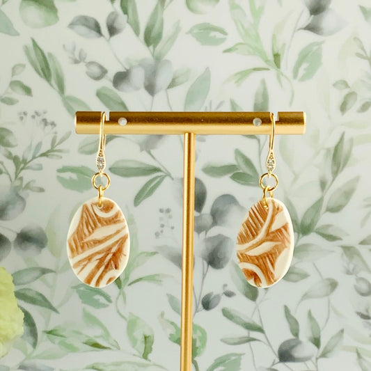 Brown Foliage Hook Earrings
