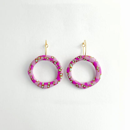 Pink Circle Hoop Earrings