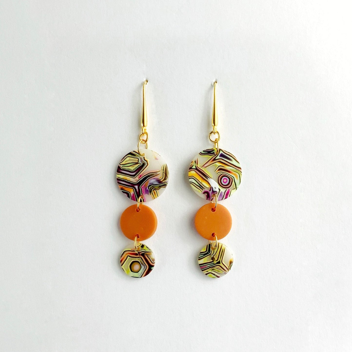 Mokume Gane Circle Earrings